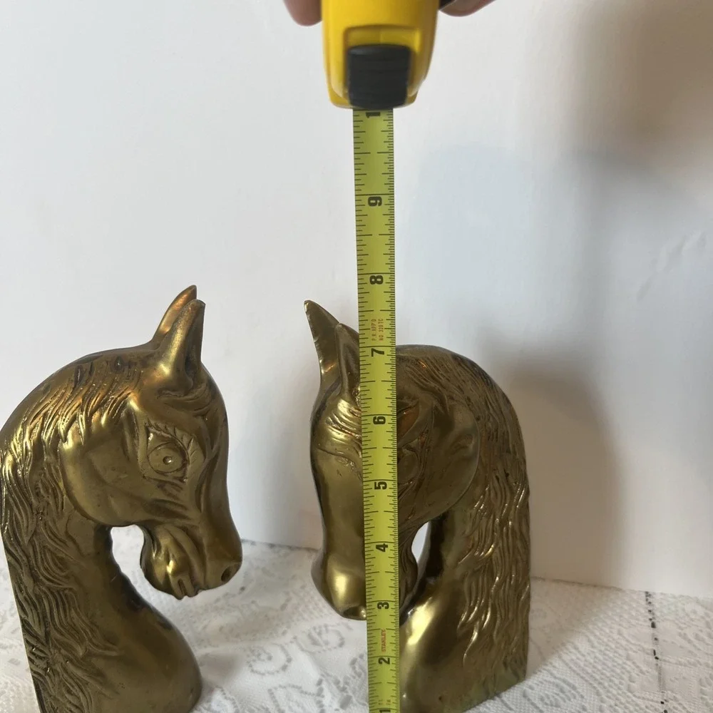 Vintage Mid Centry Modern  Brass 2 Large Horse Head Bookends‎ Pair